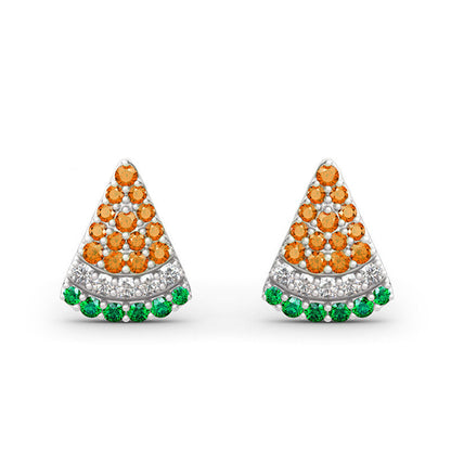 Watermelon Ear Stud Inlaid Zircon Sweet
